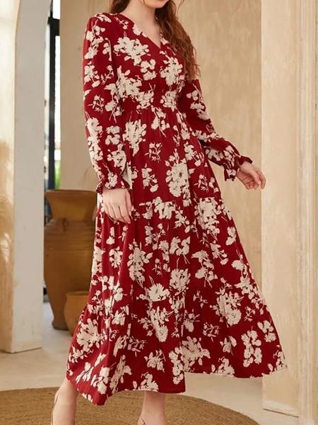 Robe Nouvelle À Manches Bouffantes Imprimée Décontractée Pour Femmes Lyq210317651Rdl Rouge Robe Nouvelle À Manches Bouffantes Imprimée Décontractée Pour Femmes Lyq210317651Rdl Rouge