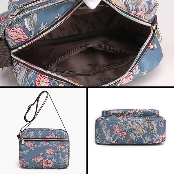 Sac Etnika En Satin Tissé Chocolat – Petit Format Avec Application Fleurie Et Poche Téléphone