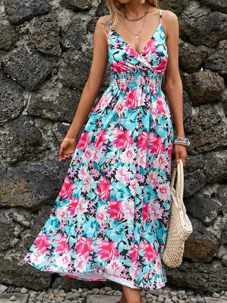 Robe Bohème Fluide Fleurie Femme Princesse Fleurie