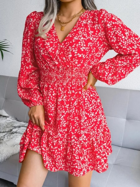 Robe Courte Fleurie Manches Longues Princesse Fleurie