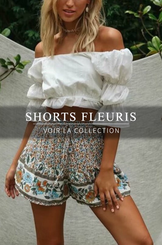 Short Fleuri Femme