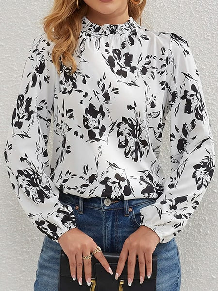 Blouse fleurie col rond