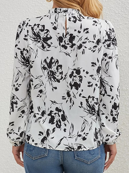 Blouse fleurie col rond