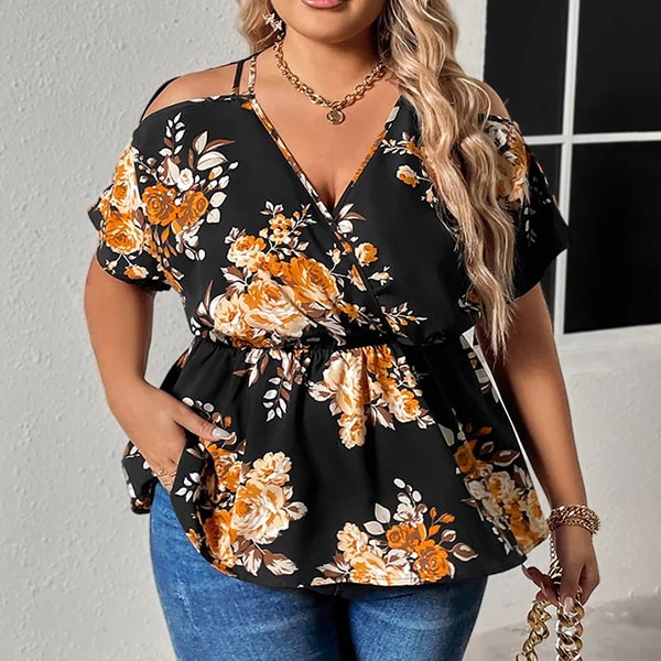 Blouse fleurie grande taille