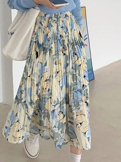 Jupe Midi Plissée Valentino En Soie-mousseline Imprimé Floral - Taille 40