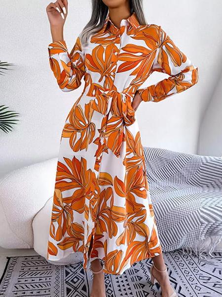 Robe chemise fleurie hiver