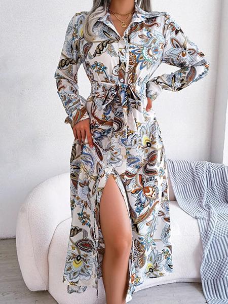 Robe chemise longue fleurie