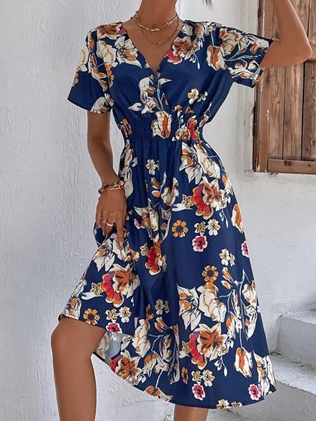 Robe été fleurie mi-longue