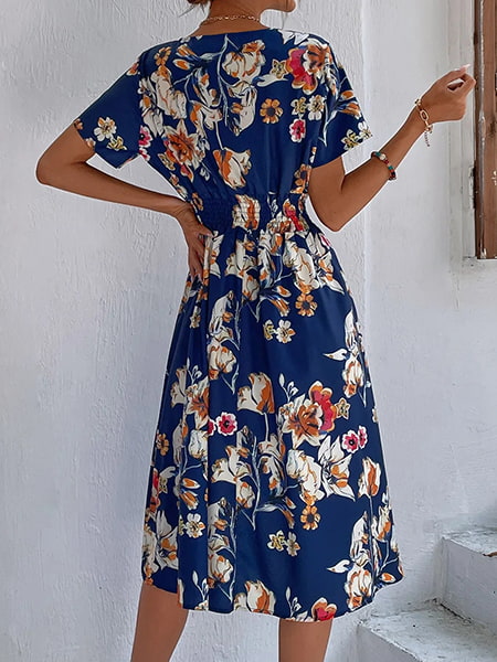 Robe été fleurie mi-longue