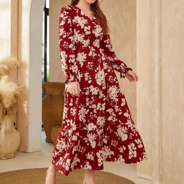 Robe fleurie manches longues