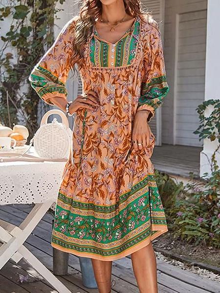 Robe longue fleurie hippie