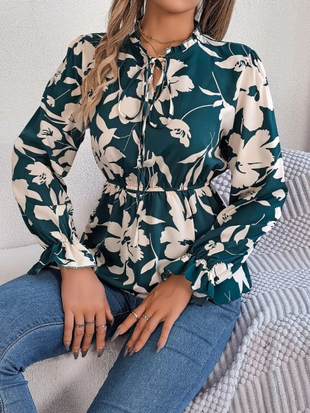 blouse motifs grosses fleurs