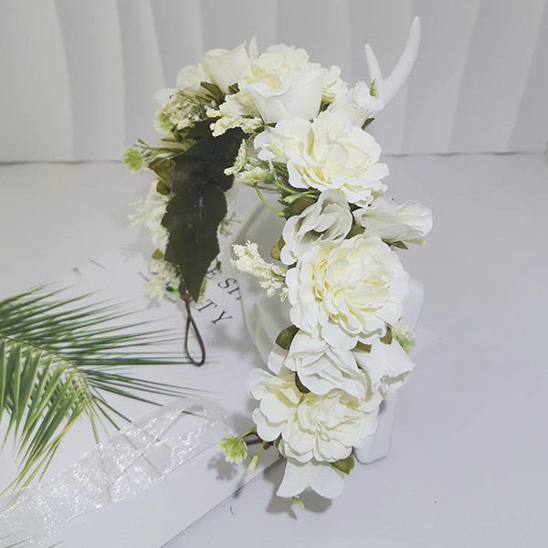 couronne fleurs blanches