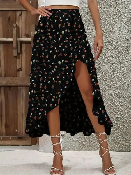 jupe fleurie noire