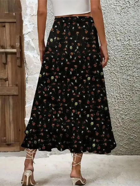 jupe noir à fleur