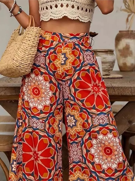 pantalon palazzo fleuri