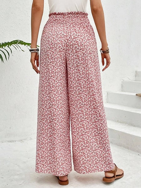 pantalon taille haute fleuri