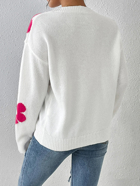 pull blanc fleuri