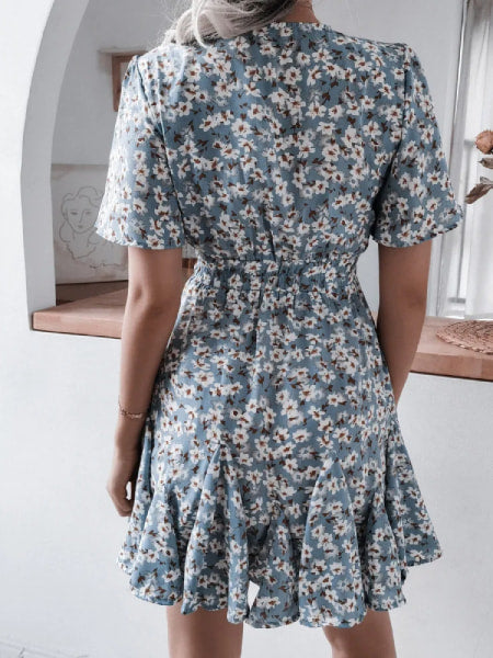 Robe Fleurie Robe Cache Coeur Manche Courte Robe Longue Cache