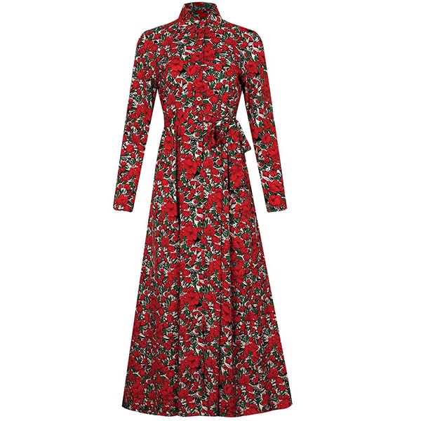 Robe Rouge Fleurie Hiver