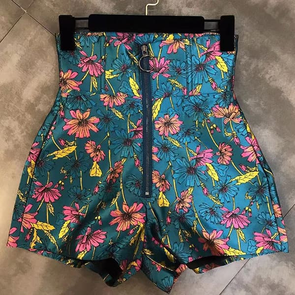 Short Élégant Motif Fleuri