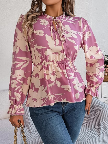 blouse rose fleurie