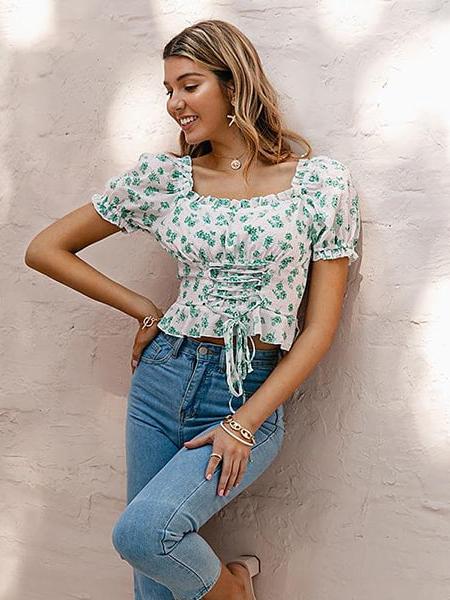 Blouse Tropicale Fleurie Verte