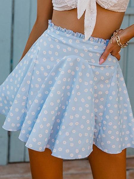 jupe courte fleurie bleue