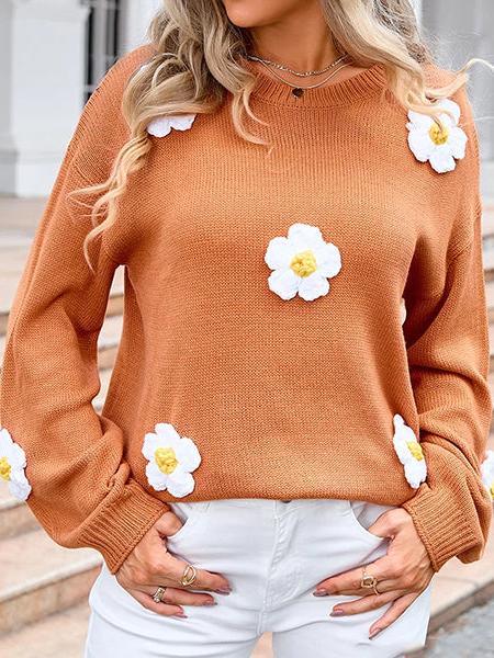 pull tricot fleuri
