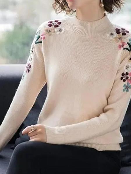 pull motif fleuri femme