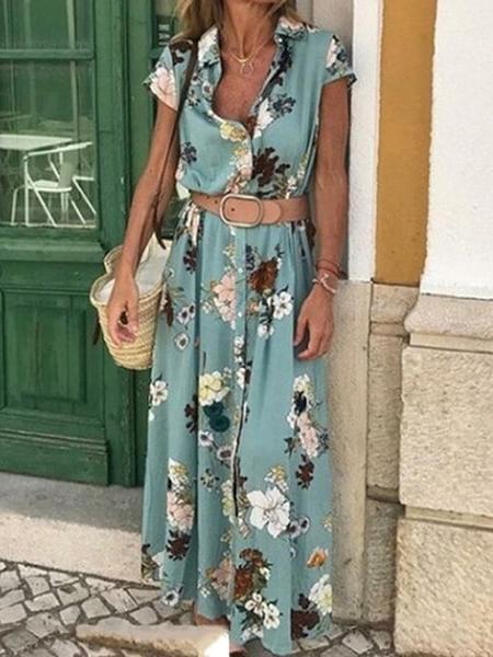 Robe Fleurie Longue à Ceintures