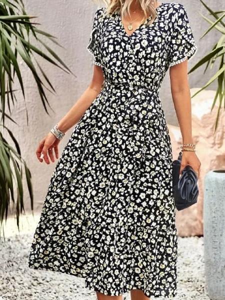 robe cocktail fleurie