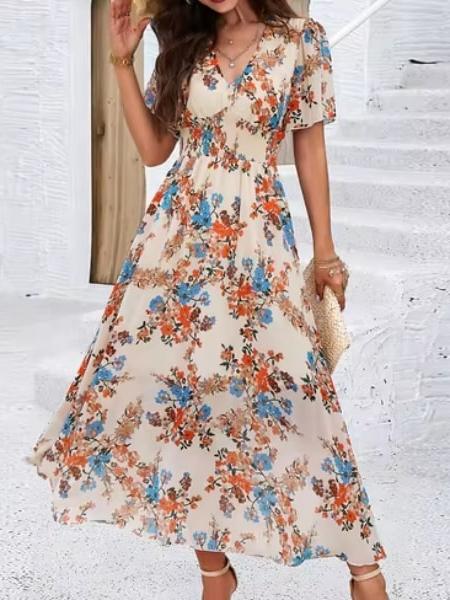 robe fleurie avec manches