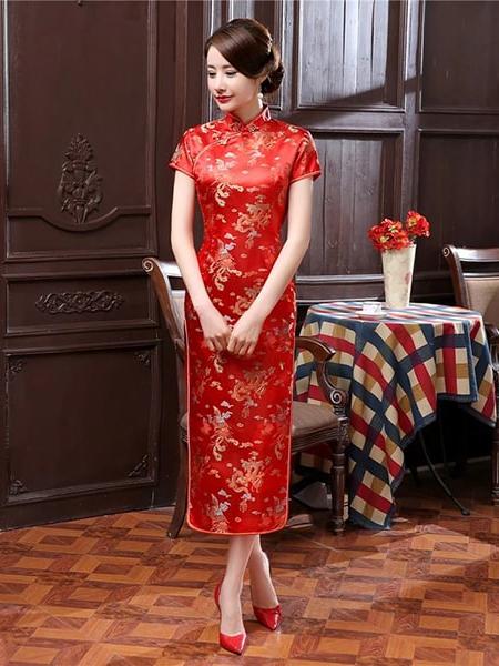 Robe longue fleurie chinoise