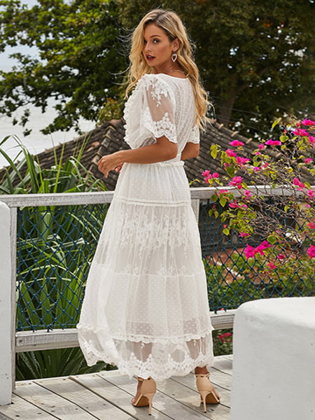 Robe Longue Fleurie Dentelle Princesse Fleurie - Main Image