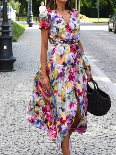 robe portefeuille fleurs