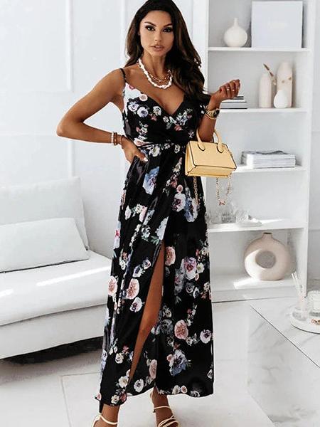 Robe de soirée longue fleurie