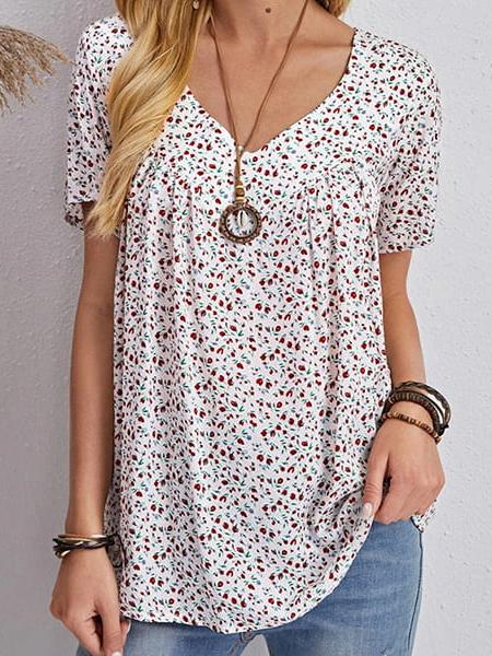 blouse fleurie col v