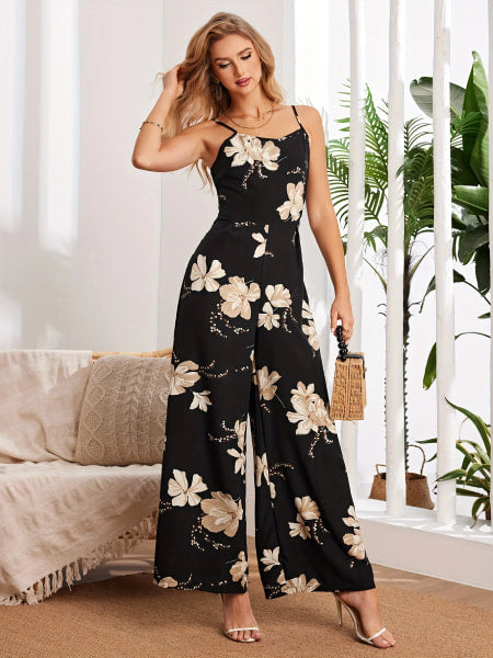combinaison femme fleurie jambe large