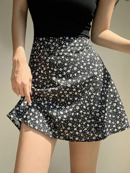 jupe fleurs courte femme