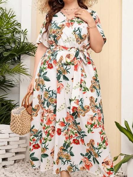 robe blanche fleurie grande taille