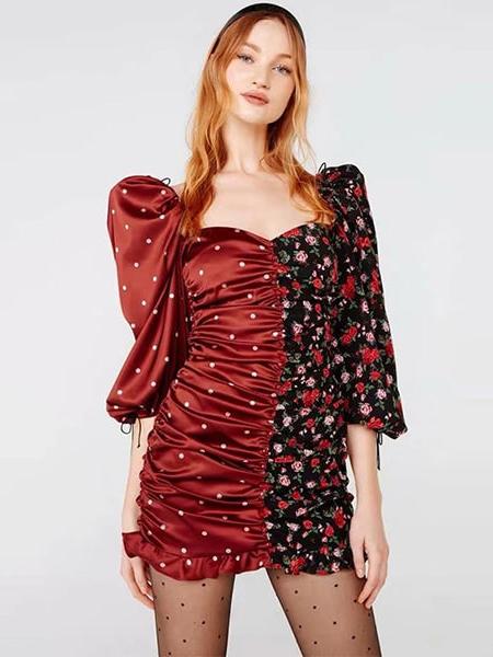 robe fleurie bi-matière