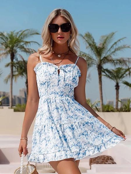 robe à bretelles fleurie courte