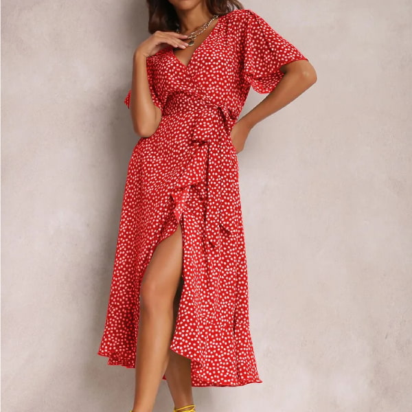 robe fluide fleurie rouge