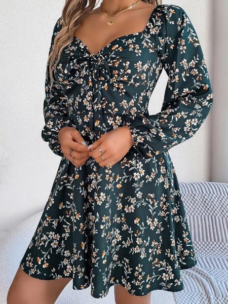 robe fluide verte fleurie