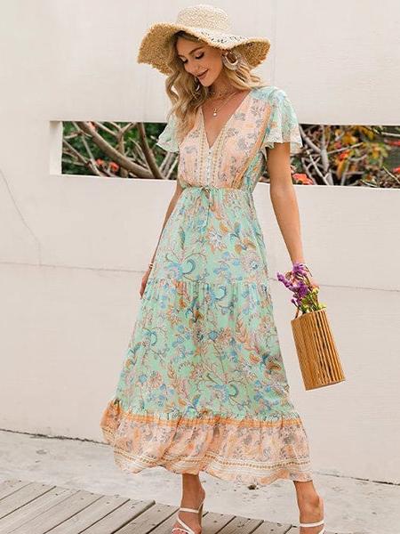 robe longue fleurie en viscose