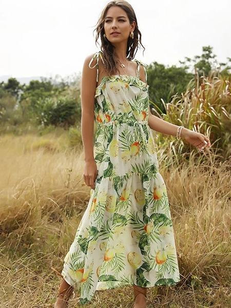 robe longue imprimée fruit
